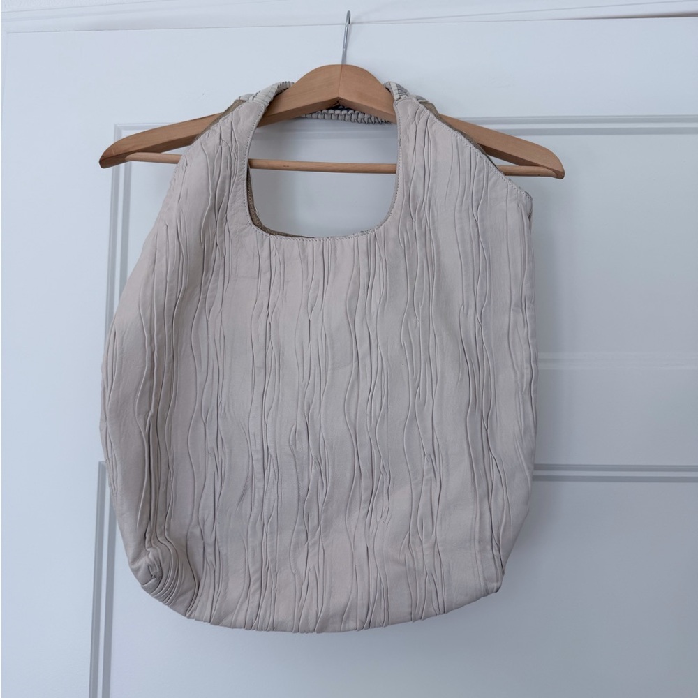 Nada Sawaya Cream Beige Textured Leather Purse